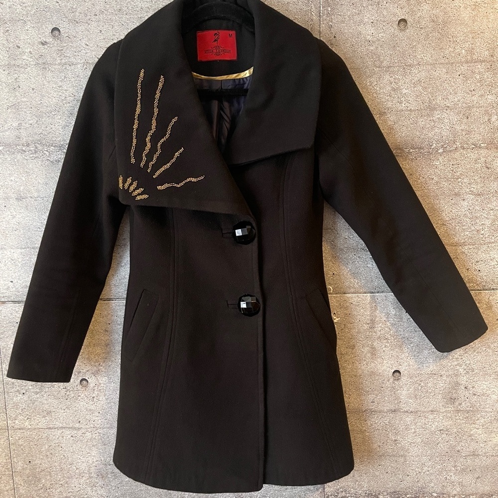Style Fashion wool jacket black